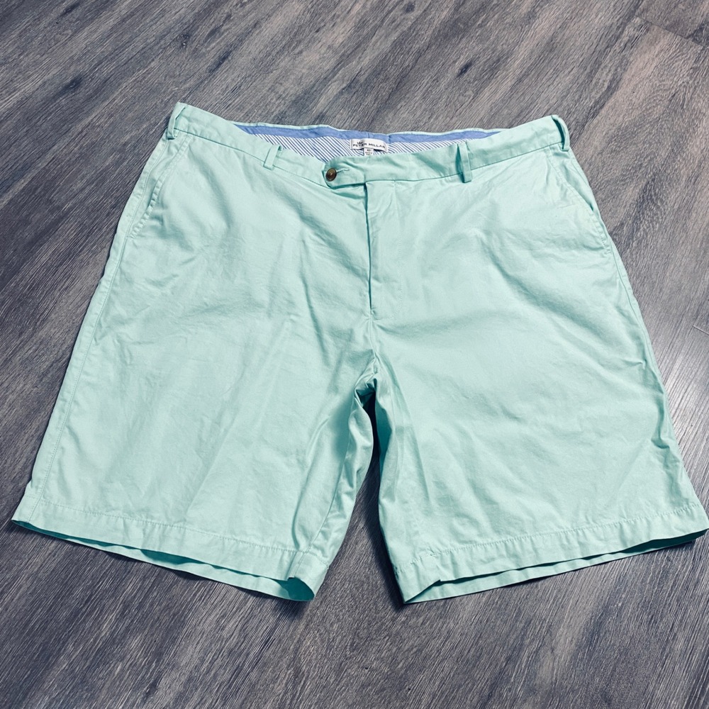 Peter Millar Mens 40 Mint Green Pima Cotton‎ Flat Chino Golf Shorts RN10030
